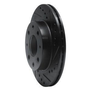 Honda CRX Brake Rotor (1) - Front Right - R1 Concepts - Drilled & Slotted - Black - `84-`06